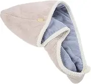 WOONEKY Fleece Hair Wrap Towel for Women Portable Satin Hair Drying Cap Ultra Absorbent Head Wrap with Button Reduces Breakage Present for Friends