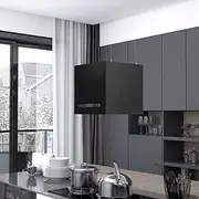 Hanging Island Range Hood Touch Sensor LCD 37cm Powder-Coated Steel Ventilation