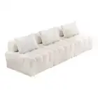 3 Seater Boucle Modular Sofa Lounge Chair Armless White