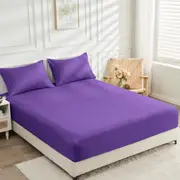 2000TC Cooling Bamboo Fitted Sheet Pillowcases Set LINENOVA(King Single,Purple)