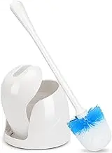 Boperzi Compact Toilet Brush & Canister, with Solid Handle and Durable Bristles for Bathroom Cleaning, White