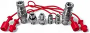 2 Sets of Hydraulic 1/4'’ Quick Connect Coupler/Coupling Kits with 1/4" NPT to M14 and 3/8'’ BSP to 1/4'’ NPT Thread Adapters and Dust Caps