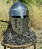 Medieval Knight Helmet - Chain mail Helmet Battle-Ready Helmet