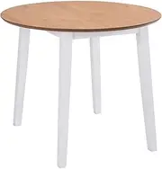 Drop-Leaf Dining Table, Small Spaces Round Table with Wooden Legs and MDF Top, Sturdy and Durable Kitchen Table for Dining Room, Home, Office, 90 x 90 x 75 cm