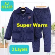 Man SuperWarm Coral Fleece Soft Winter Sleepwear Thermas Pajamas Top Pant Set