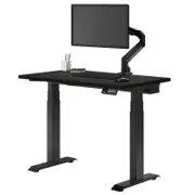 Desky Dual Mini Dark Bamboo Sit to Stand Desk 1000x600mm Matte Black Frame