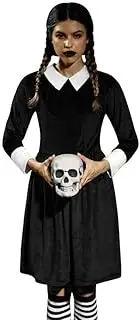 Spadehill Women's Halloween Costume Peter Pan Collar Black Velvet Dress
