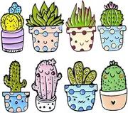 [LIFKOME] Fashion Brooch Decor Set 8pcs Potted Plant Cactus Brooches Pin Backs Great for Parties Random Style