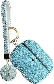 Luxurious Rhinestone AirPods Case, Protective Bling Diamonds AirPod Charging Protective Case Cover for Apple I10/I12 TWS (Blue-pro)