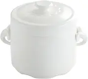 Sugar Bowl Small Ceramic Stew Pot Miso Soup Bowl with Lid Chinese Style Bowl for Birds Nest Tonic Noodle Soup Salad Pasta 400ml Soup Tureen (Color : White, Size : 13.5X10X11CM)