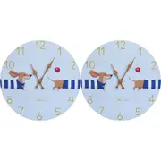 2x LVD Dachshund Hanging Wall Clock Analogue 34cm Round Home/Office Room Decor