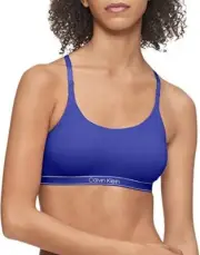 Calvin Klein Women's Pure Ribbed Unlined Bralette Purple Size XS