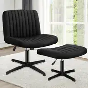1 ALFORDSON Office Chair Mid back with Ottoman Fabric Black