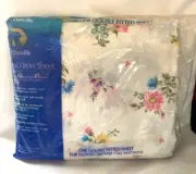 NOS Vintage Dan River Mills Danville, VA Double Fitted FULL Bed Sheet Floral