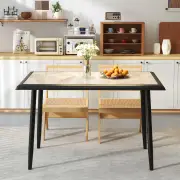 CostwaySintered Stone Dining Table Rectangular Kitchen Table with Metal Frame-Grey