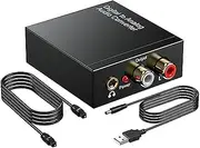 VENEKA DAC 192KHz Digital to Analog Audio Converter, Toslink Optical to 3.5mm Adapter for PS 4 HD DVD Home Theater System Easy Install