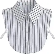 [Huliyhus] Detachable Fake Collar White Striped Shirt Faux Collar Half Shirts Blouse Dickey Collar Lapel False Collar for Women, White, One Size, White, One Size