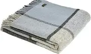 Tweedmill Textiles Block Check KNEE RUG Throw Blanket -100% Pure New Wool - BRITISH MADE - DUCK EGG BLUE & GREY