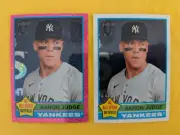 2025 Topps Heritage 1976 Pink Chrome Sparkle + White Chrome Aaron Judge Yankees