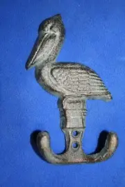 Bronze-look Pelican Wall Hooks Beach House Entryway Decor, Volume Priced, H-46