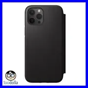 NOMAD Horween Genuine Leather Rugged Folio Wallet case, iPhone 12 Pro Max, Black