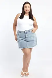 Denim Acid Wash Elastic Back Mini Skirt