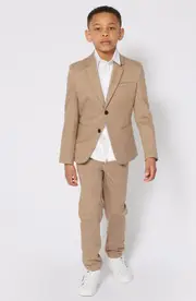 BOSS Kidswear Kids' Khaki Knit Suit in Stone at Nordstrom, Size 14Y