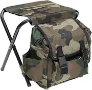 Perfk Folding Stool Backpack Camping Stool Multi Pockets Easy to Carry Portable Chair Fishing Seat for Outdoor Hiking Fishing