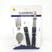 CLICKWARE BACKPACKER Modular Titanium Cutlery Fork, Spoon, Knife, Carabiners