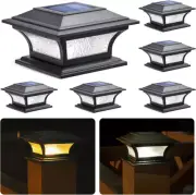 Solar Post Cap Lights Outdoor Glass LED Fence Deck Light 2 Modes for 4X4 5X5 6X6