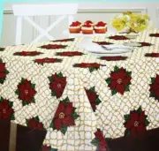 Traditions by Waverly Fabric Tablecloth Christmas 60 x 84 Rectangle Poinsettias