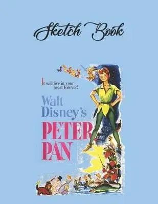 SketchBook: Disney Peter Pan Tinkerbell Moonbeams Magic Graphic Cute Theme Marble Size SketchBook Blank Pages Rule Unlined for Gir