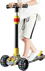 Kick Scooter for Kids,Children Folding Scooter Adjustable - 3 Light-up Wheels Design Kids Aged 2-12 Years Old Scooter for School, Courtyard