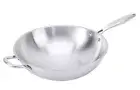 Classic Stainless Steel 32cm Wok,18/8 Frying Pan, Professional Cookware, Kitchen