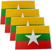 QTAOEIONG 4 Pcs Myanmar Burma Flag Decal Adhesive Stickers Self Adhesive Sticker