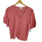 Nine West Mauve XXL 2XL Elbow Puff Sleeve smocked jewel Blouse Top NWT