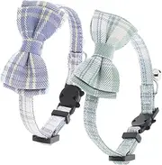 SUPVOX 2 Pack Adjustable Cat Collar with Cute Bow Tie Bell Breakaway Safety Design for Daily Wear Elegant Colors for Stylish Kittens