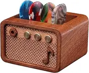 [CoolGift Mart] Guitar Accessories, Sapele Wood Electric Guitar Amp Shaped Guitar Pick Holder, Guitar Players Guitarists for Picks Storage and Display