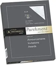 Southworth Parchment Specialty Paper, Blue, 24 Lbs, 8-1/2 X 11, 100/Pack