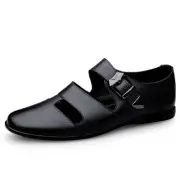 Mens Sandals Hollow Out Closed Toe Shoes Stylish Summer Flats
