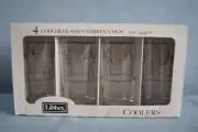 Libbey Happy Holidays reindeer glass coolers set of 4 Christmas 15 oz NIB