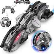 Catzon Remote Control Stunt Snake Car 360 Roll with LED Lights for Boys-Black