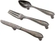 Set of 3 Modern Black Knife/Spoon/Fork Kitchen Cupboard Door Pull Handle Cabinet Wardrobe Drawer Handle knobse (CC:76MM) Black3pcs (Color : Bronze3pcs)