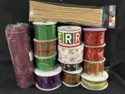 12 Assorted Ribbons Spring Easter Halloween Christmas 1 Plum/Silver Mesh 1 stems