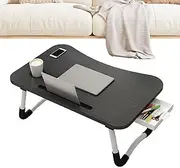 yanzisura Foldable Laptop Table - Foldable Lap Table with Cup Holder and Tablet Slot,Laptop Stand with Storage Drawer, Breakfast Tray for Sofa Couch Floor