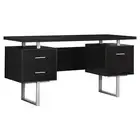 24 Black and Silver Computer Desk With Three Drawers