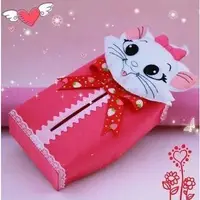 在飛比找蝦皮購物優惠-【免剪裁】 手工diy不織布材料包 粉紅貓咪面紙盒套