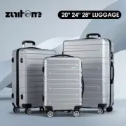 ZUNI 3PCS Luggage Suitcase Trolley Set Travel TSA Lock Storage Hard Case Silver