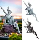 Miniature Sitting Fairy Elf Statue Yard Craft Landscaping for Garden Home Decors
