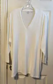 Chico's Alabaster Touch of Cool 3/4 Sleeve V Neck Knit Top Size 4(20/22)